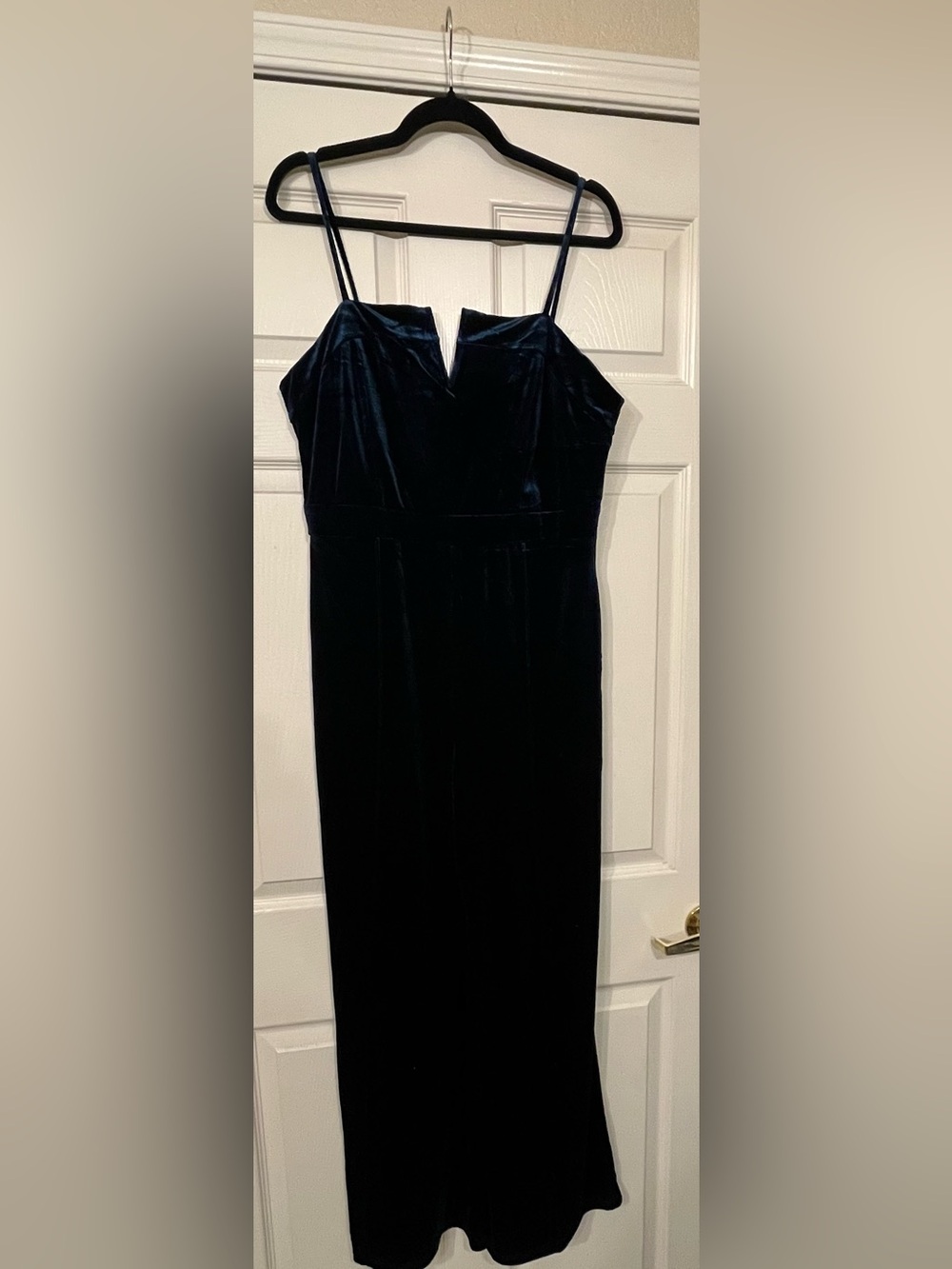 NWOT Velvet Wide-Leg Jumpsuit in Deep Green - Picture 3 of 6